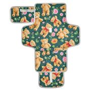 Cartoon Carino Brown Teddy Bear Riutilizzabile Pannolino Fasciatoio Pad con Tasca in Tessuto Portatile Fasciatoio Fasciatoio con Built-in Cuscino Cambiador de pa?ales para Bebes