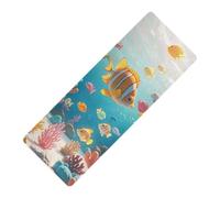 Cartoon Carino Colorato Pesce Corallo stampato tappetino yoga pieghevole in gomma naturale antiscivolo, con copertura per borsa da yoga tapete para ejercicio 180,3 x 66 cm per l'esercizio