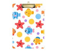 Cartoon Carino Colorato Pesce e Stella Marina A4 Clip in Metallo per Appunti Carino Appunti per le Donne Plastica per i Compiti a Casa Pediatrico Dimensioni 9 x 12
