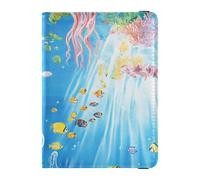 Cartoon Carino Colore Underwater World In Pelle decorativo impermeabile passaporto titolare Portafoglio Combo Copertura Passaporto Leggero, Cartone animato carino mondo subacqueo, 1 size