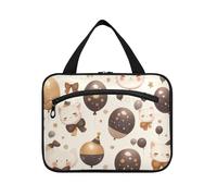 Cartoon Carino Gatto Bianco Palloncino Appeso Toiletry kit per gli uomini con gancio, Designer Essentials Borsa da barba per gli uomini per accessori da viaggio viaggio Bolsa de maquillaje para Mujer