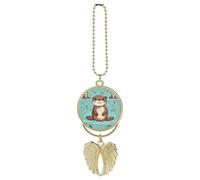 Cartoon Carino Lontra Auto Appeso Ornamento Specchio Retrovisore Pendente Regali Fortunati Ornamento Appeso Divertente Ciondolo Auto per Ufficio Auto Decorazione Domestica Stile Dorato
