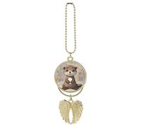 Cartoon Carino Lontra Auto Appeso Ornamento Specchio Retrovisore Pendente Regali Fortunati Ornamento Appeso Divertente Ciondolo Auto per Ufficio Auto Decorazione Domestica Stile Dorato