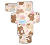 Cartoon Carino Marrone Teddy Bear Riutilizzabile Fasciatoio Pad per Bambino con Tasca di Tessuto Impermeabile Fasciatoio Fasciatoio Bambino Stazione di Viaggio Kit cambiadores de pa?ales para Bebes