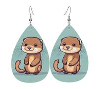 Cartoon Carino Otters Orecchino In Pelle Per Le Donne Orecchini A Goccia Orecchini In Pelle Alla Moda Pendenti Gioielli Regali Per Mamma Moglie Figlie