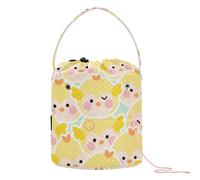 Cartoon Carino Pollo Giallo Crochet Tote Bag con Fori Crochet Hook Storage per Ferri da Maglia Bolsa para tejer