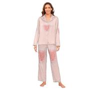 Cartoon Carino Rosa San Valentino Cuore Raso Pigiama Set Comfort Gamba Larga Piuma Polsino Pigiama di Seta Set Per Le Donne Bachelorette Pjs M pigiama de parejas hombre y mujer manica lunga loungewear