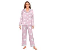 Cartoon Carino Rosa San Valentino Cuore Womens Pigiama Set Pantaloni Morbido Comodo Pigiama Donna Set Casual Ladies Sleepwear M bata para dormir de mujer manica lunga loungewear 2 pezzi lounge pjs