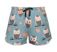 Cartoon Cartoon Owls Pajama Bottoms for Women, Elastic Waist Drawstring Lounge Shorts Yoga,XXL