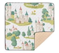 Cartoon Castle Tree Cute White Soft Thick Baby Floor Play mat per interni ed esterni un pezzo pieghevole pancia Time Mat per bambino bambino, 127 x 127 cm con Musica para Bebes