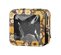 Cartoon Cat Bunny e Fiore Verde Impermeabile Trasparente Piccola Borsa Trucco per la Borsa per le Donne Caso Cosmetico Sacchetti per la Cura della Pelle, Pelle di mucca girasole pelle marrone modello