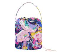 Cartoon Cat Graffiti Stile Colorful Uncinetto Bag Borse Portatile per Uncinetto per Strumenti di Lavoro a Maglia Hilo para tejer bolsas