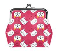 Cartoon Cats on Pink Portamonete in pelle PU da donna Portamonete con mini fibbia per ragazze