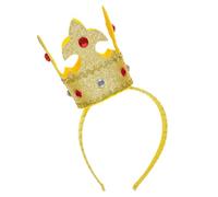 CARTOON Cerchietto Mini Corona Oro Glitter con Gemme Accessorio Costume Re e Regina per Adulti Tiara Regale per Carnevale Feste in Maschera Party a Tema Cosplay Addio al Nubilato e Eventi Glamour