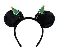 CARTOON Cerchietto Natalizio Bambina Minnie e Topolino con Orecchie e decori di Natale Glitterati Accessorio Disney per Feste Eventi Scolastici e Foto di Natale (Nero)