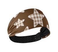 Cartoon Checkered Plaid Star Brown Moisture Wicking yoga fasce elastiche per capelli per capelli delle donne per Yoga Calcio Yoga vendas para el pelo mujer