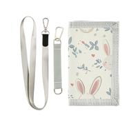 Cartoon Childish Bunny Carino Bianco tri fold portafoglio per maschio minimalista trifold portafogli con cordino, cartone animato, infantile, coniglietto, carino, bianco, 1 size, Moda