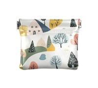 Cartoon Childish Colorful Hillside Trees PU Leather Change Purse Comodo Card Key Organizzatori per le Donne, cartone animato, infantile, colorito, collina, alberi, 1 size, moderno