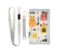 Cartoon Childish Cute Monster Colorful trifold portafoglio per gli uomini regali cool nylon portafoglio con clip di denaro con cordino, cartone animato infantile carino mostro colorato, 1 size, Moda