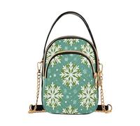 Cartoon Childish Snowflake Hexagon Pattern Soft Green borsa a tracolla alla moda per le donne con multi tasche borsa a mano per le donne per la festa della mamma