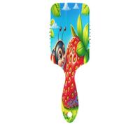 Cartoon coccinella sulla fragola 3d spazzola dei capelli, spazzola districante dei capelli, spazzola dei capelli di viaggio delle donne