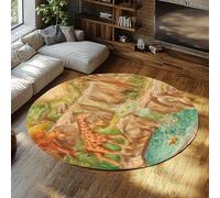 Cartoon Collection Tappeto rotondo 150cm Simpatico giraffa selvatica Bambini Circle Area Tappeti antiscivolo antiscivolo antispargimento Tappeto facile manutenzione per l'arredamento camera da letto