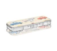 Cartoon Colorful Cars Navi e Aerei Progettato Matita di Plastica Box Doppio Deck Hard Penne Scatole Caso Per La Scuola Con Coperchio