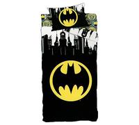 CARTOON Completo lenzuola per bambini, set 3 pezzi, sotto lenzuola con angoli, lenzuola, federa, letto singolo, 100% Cotone (Batman)