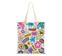 Cartoon Cool e Colorful Graffiti Borse di Tela Per Le Donne con manici Tote Borse Borsa di Tela Per Le Donne per lo Shopping Bolsa de lona