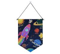 Cartoon Cosmic Galaxy banner gancio per parete con asta telescopica banner divertenti per camera parete appeso decorazioni per feste per Festival e giorno speciale
