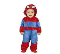 CARTOON Costume Baby Supereroe Stile Ragno con Tuta e Cappuccio Travestimento Neonato Morbido e Caldo Ideale per Carnevale Feste a Tema Compleanni e Servizi Fotografici