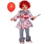 CARTOON Costume Pagliaccio Horror Vintage Uomo Clown del Terrore con Casacca e Pantaloni Travestimento Halloween Spaventoso