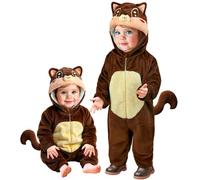 CARTOON Costume Scoiattolo Bambino Tuta con Cappuccio e Doppia Zip in Velluto 100% PoliestereTravestimento Animale Tenero per Carnevale Feste e Servizi Fotografici