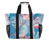 Cartoon Cowgirl 4 luglio Giorno dell'Indipendenza Utility Tote Borse Per Le Donne Pieghevole Resistente all'acqua con Manici Tote Bag Per Spiaggia, cartone animato Cowgirl 4 luglio giorno