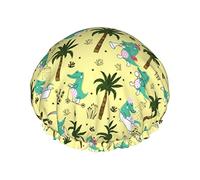 Cartoon Crocodile Cuffia da a Set di 1-Grande apertura Cuffia da bagno elasticizzata con corda elastica Cappello da bagno impermeabile a doppio strato Cuffia da bagno riutilizzabile per donna U