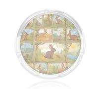 Cartoon Cute Animals Coniglio Stampa Rotondo Posacenere In Vetro Per La Decorazione Soggiorno Camera Da Letto Sala Riunioni Fumatori