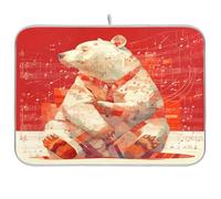 Cartoon Cute Bear Music Score Borgogna piatto mat cucina bancone accessori scolapiatti tappetino asciugatrice cucina grande piatto scolapiatti tappetino 18 x 24