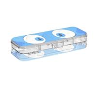 Cartoon Cute Big Eyes Blu Trasparente Matita Box Plastica 2 Strato Pen Storage Contenitori Per Bambini Con Snap E Coperchio
