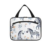 Cartoon Cute Black and White Flowers Hanging Travel Bag per le donne con gancio, custodia portatile di trucco di design per accessori da viaggio per le donne hotel organizador de maquillaje para L