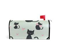 Cartoon Cute Black Cat Decorativo magnetico mailbox copre per l'inverno unico felice anno nuovo copertura cassetta postale dimensioni standard Caja de correos