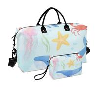 Cartoon Cute Blue Whale Decorativo Viaggio Borsa a Mano Borsa Sportiva Palestra con Cinghia Regolabile per Trekking Pieghevole Bolsa de Mano para ropa de