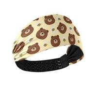 Cartoon Cute Brown Bear and Bee fasce antiscivolo per le donne fascia elastica per gli allenamenti Ciclismo escursionismo vendas para el pelo mujer