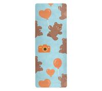 Cartoon Cute Brown Bear tappetino da yoga set per esercizio stampato, antiscivolo, asciugamano yoga antiscivolo con borsa per il trasporto tapete para ejercicio 180,3 x 66 cm