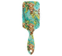 Cartoon Cute Brown Monkey spazzola antistatica per dritto Progettato massaggio del cuoio capelluto per diradare i capelli con manico ergonomico cepillo para cabello
