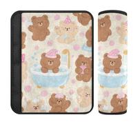 Cartoon Cute Brown Teddy Bear 2 pz cintura di sicurezza copertura pad Stop cintura di sicurezza taglio nel collo per zaino forro para cinturon de seguridad