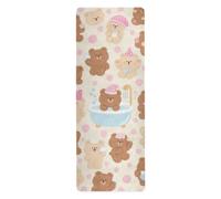 Cartoon Cute Brown Teddy Bear tappetino da yoga all'aperto per pilates stampato, antiscivolo, tappetino da yoga asciugamano antiscivolo e borsa tapete para ejercicio 180,3 x 66 cm