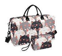 Cartoon Cute Cats Decorative Pernottamento Bag Palestra Tote Bag con Cinghia Regolabile per Sport 2 Pz Set maletín de para Mujer