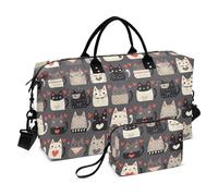 Cartoon Cute Cats Decorativo Grande Borsa Palestra Sport Carry con Cinghia Regolabile per Aereo Viaggi Grande Capacità bulto para viajar