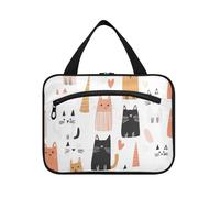 Cartoon Cute Color Valentine Cat Hanging Travel Makeup Bag per le donne con gancio, borsa cosmetica essenziale di trucco del progettista per i viaggiatori di viaggio bolso para maquillaje de Mujer L