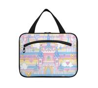 Cartoon Cute Colorful Fairy Tale Castle Hanging Shaving Bag per gli uomini Viaggio con gancio, Designer Chic Makeup Bag per Viaggiare Donne Viaggiare estuches para maquillaje L